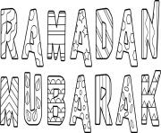 Coloriage ramadan mubarak texte