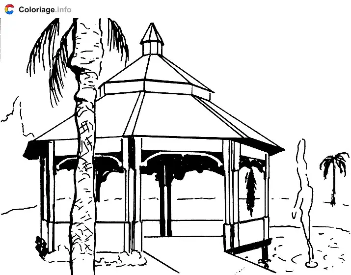 Coloriage Abri sur la plage - Maison à imprimer
