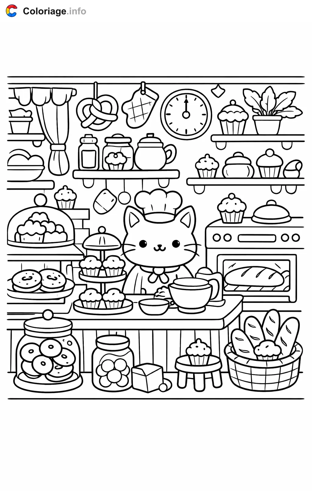 Coloriage Chercher et trouve boulangerie aux cupcakes caches - Chercher et trouve à imprimer