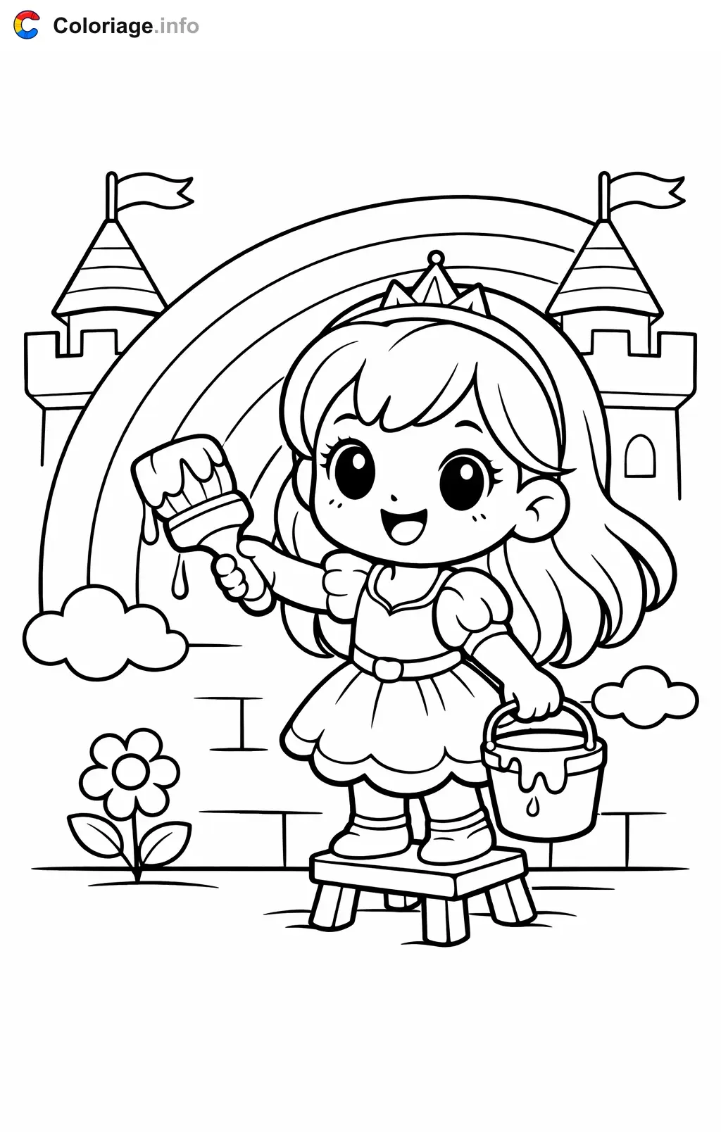 Coloriage Talia et le royaume arc-en-ciel qui peint un arc-en-ciel - Talia et le royaume arc-en-ciel à imprimer