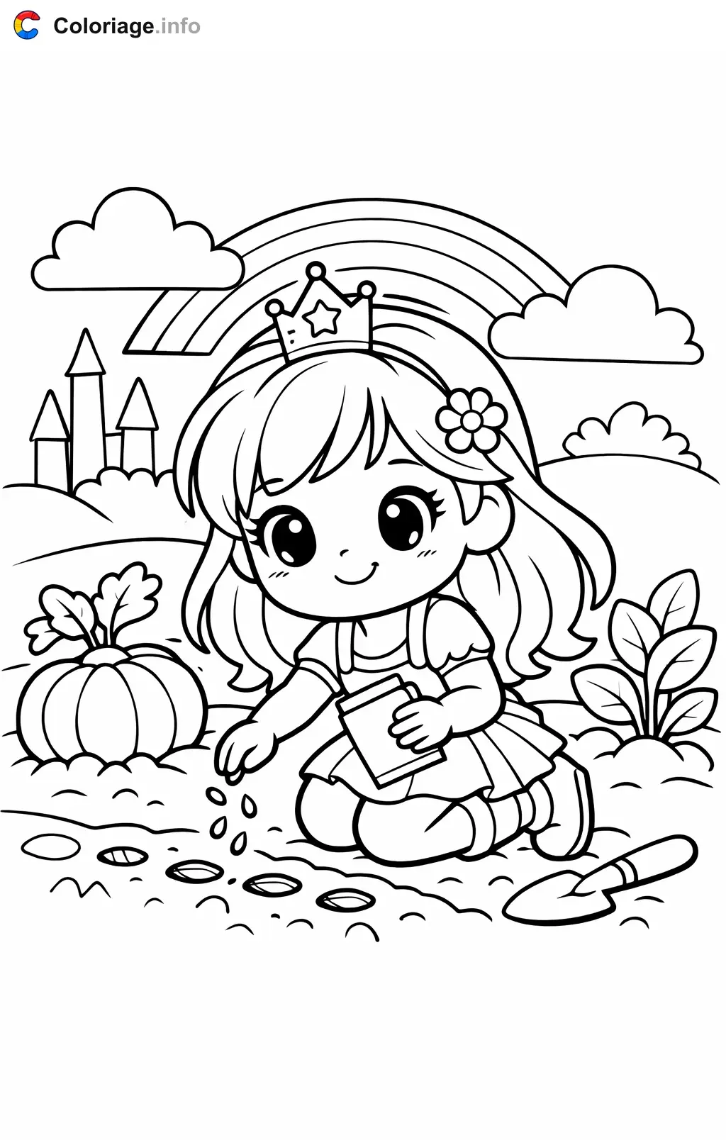 Coloriage Talia et le royaume arc-en-ciel qui plante des graines - Talia et le royaume arc-en-ciel à imprimer