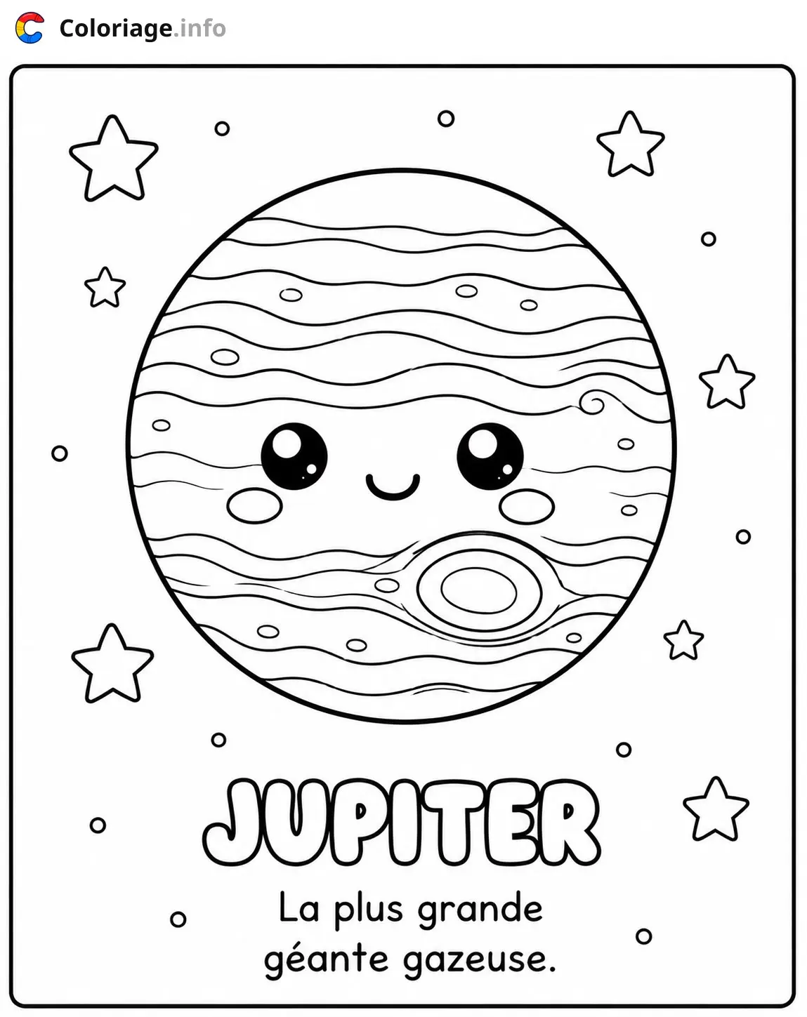 Coloriage Jupiter la géante gazeuse - Planète à imprimer