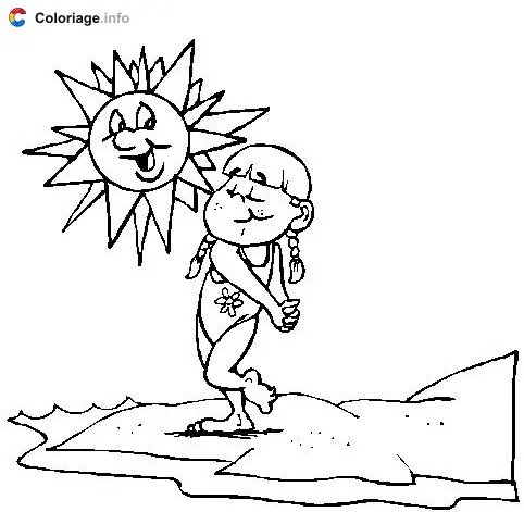 Coloriage Le soleil et le sable à imprimer