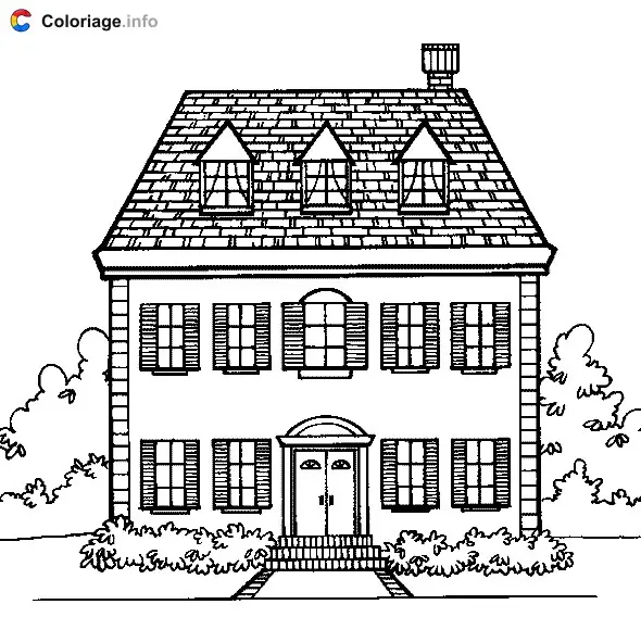 Coloriage Maison à étages - Maison à imprimer