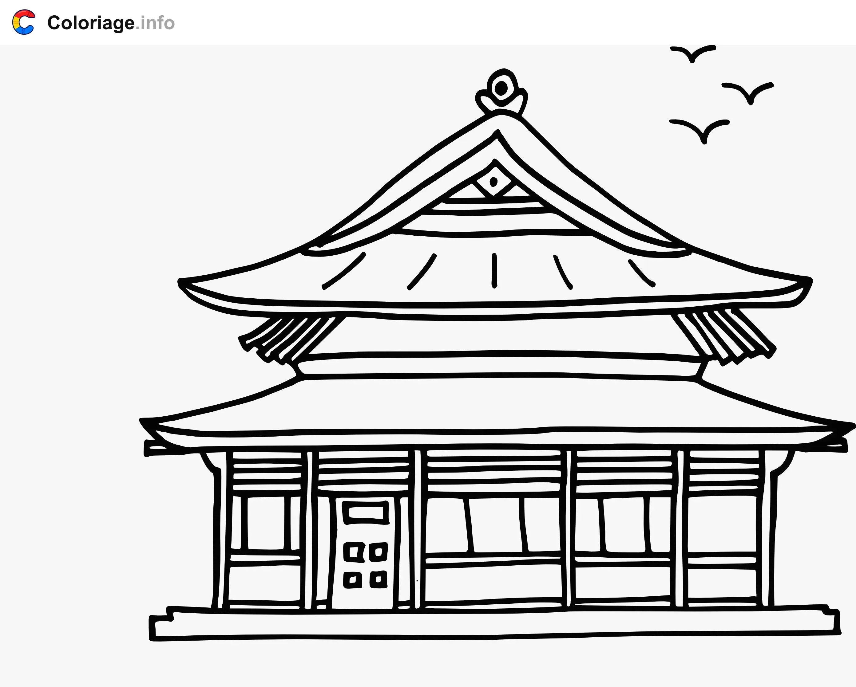 Coloriage Maison asiatique chinoise traditionnelle - Maison à imprimer