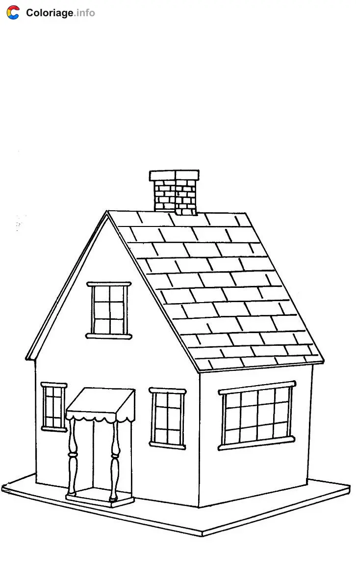 Coloriage Maison classique simple - Maison à imprimer