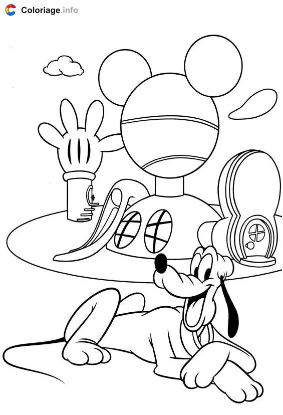 Coloriage Maison de Pluto - Maison à imprimer