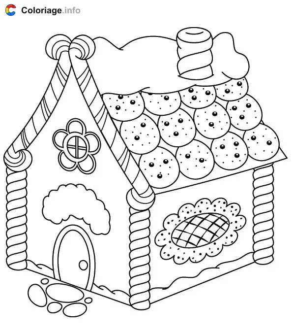 Coloriage Maison en biscuits - Maison à imprimer