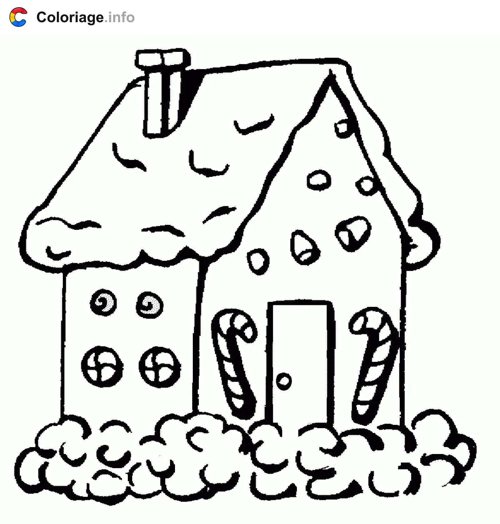 Coloriage Maison enneigée - Maison à imprimer