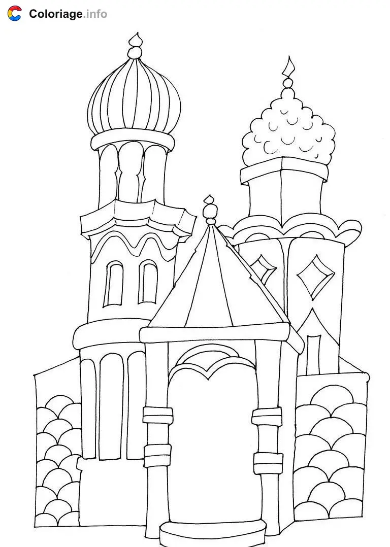 Coloriage Maison style indien Moyen-Orient - Maison à imprimer