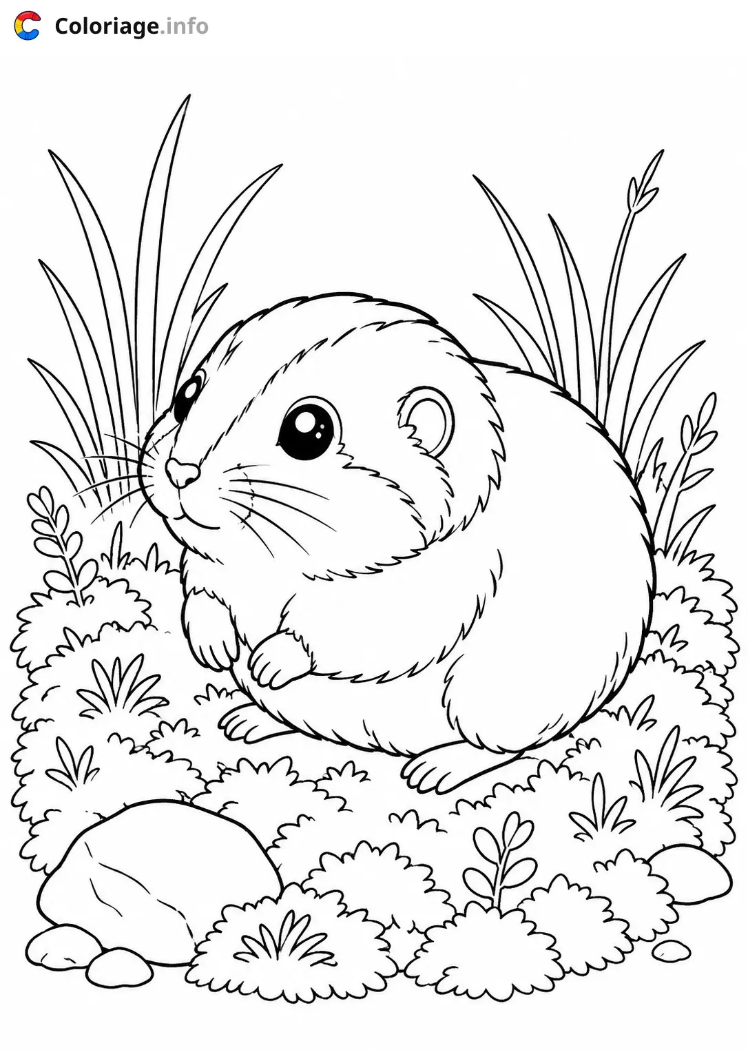 Coloriage Petit lapin dans les herbes - Animaux à imprimer