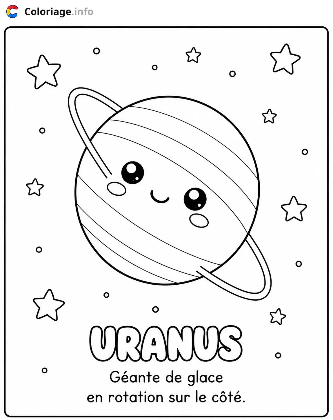 Coloriage Uranus la planète géante de glace - Planète à imprimer