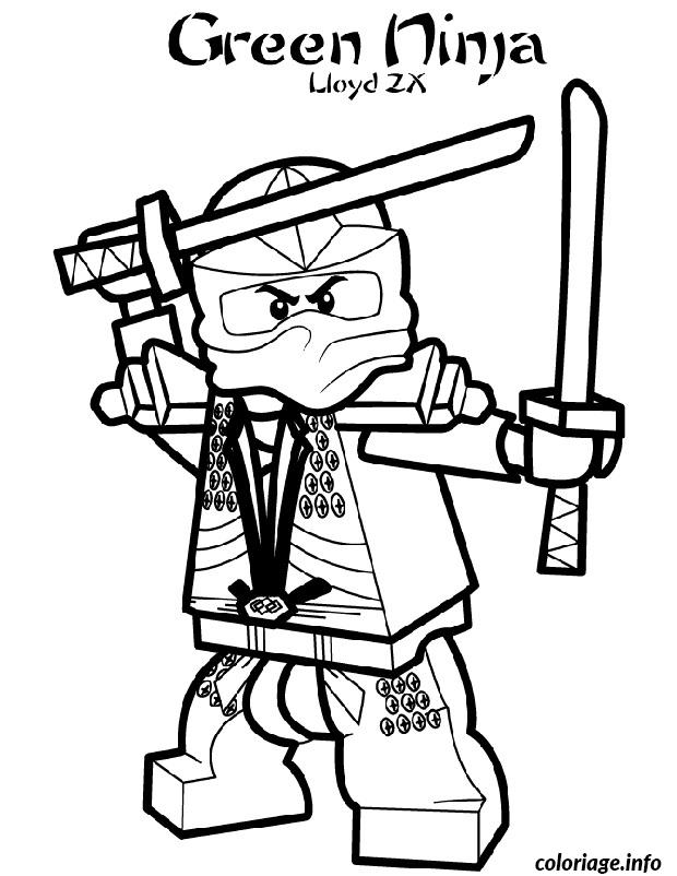 Coloriage Lloyd ninja vert Ninjago en action - Ninjago à imprimer