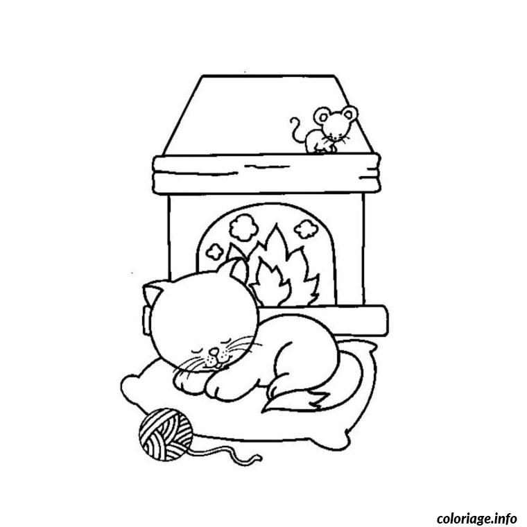 Coloriage Chat Qui Dort dessin chat qui dort coloriage 2199