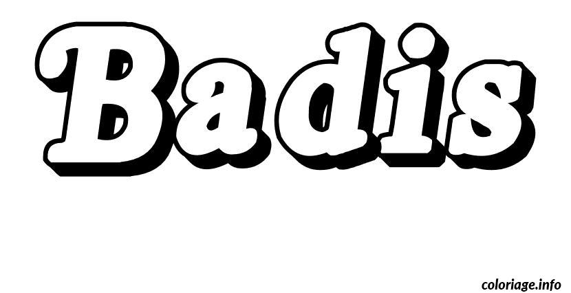Coloriage Badis - Prénom à imprimer