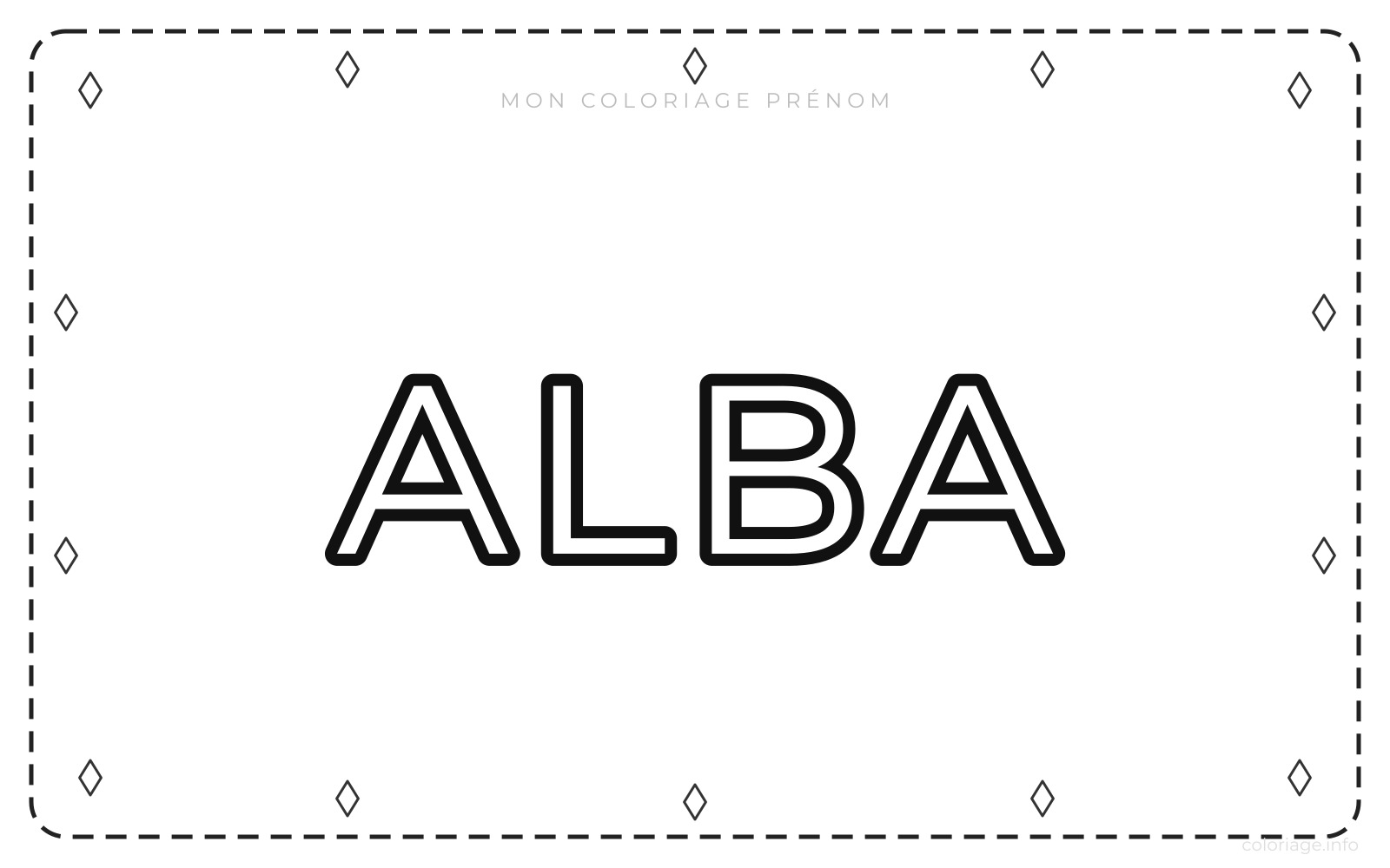 Coloriage Prénom Alba - Prénom à imprimer