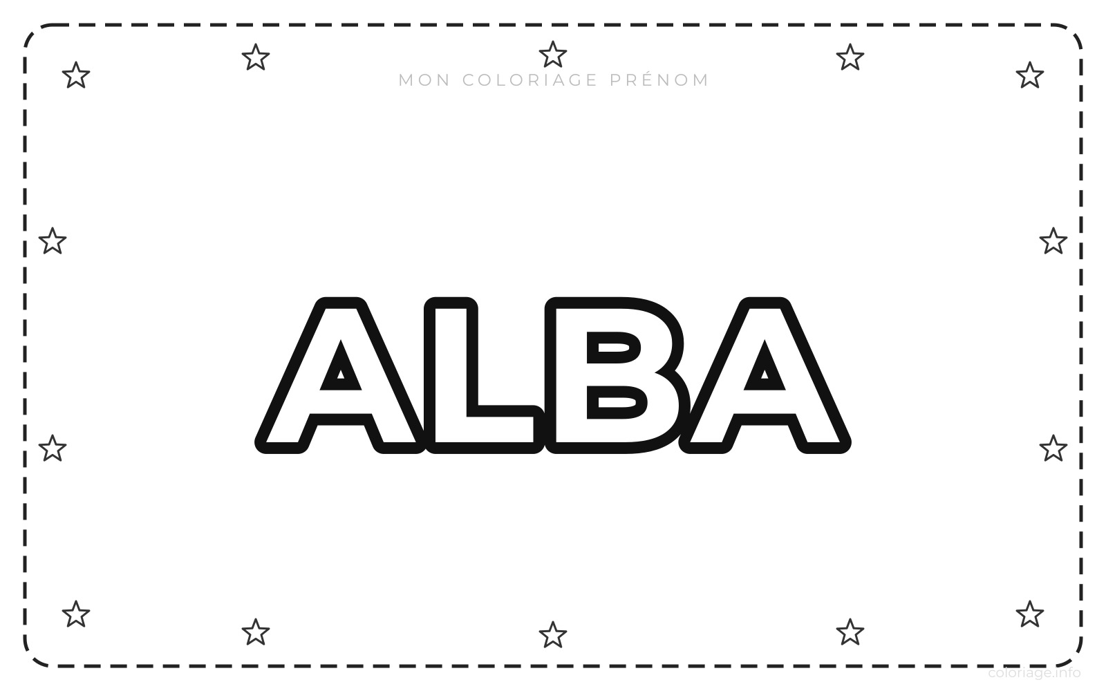 Coloriage Prénom Alba - Prénom à imprimer