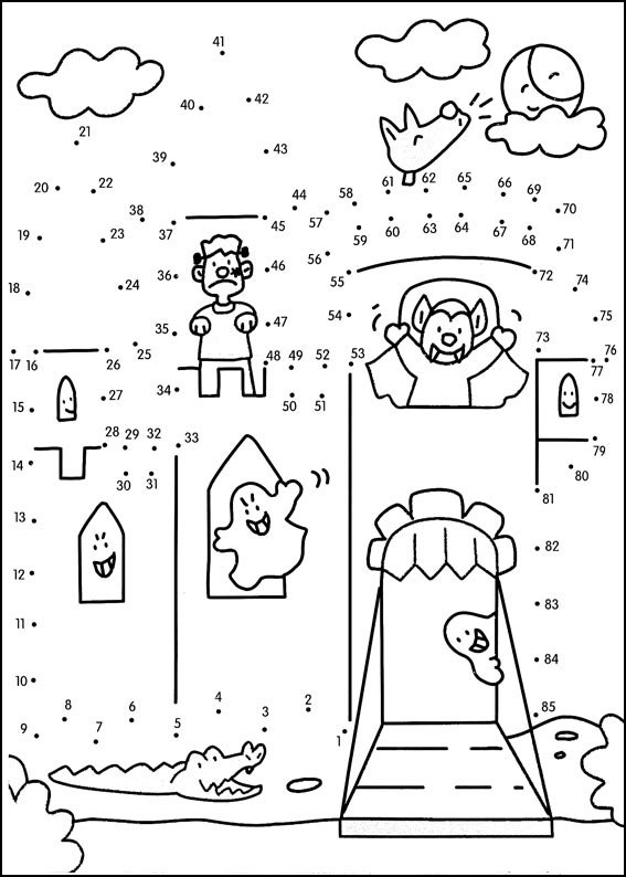 Coloriage Jeu des points à relier : révèle la forme cachée - Points a relier à imprimer