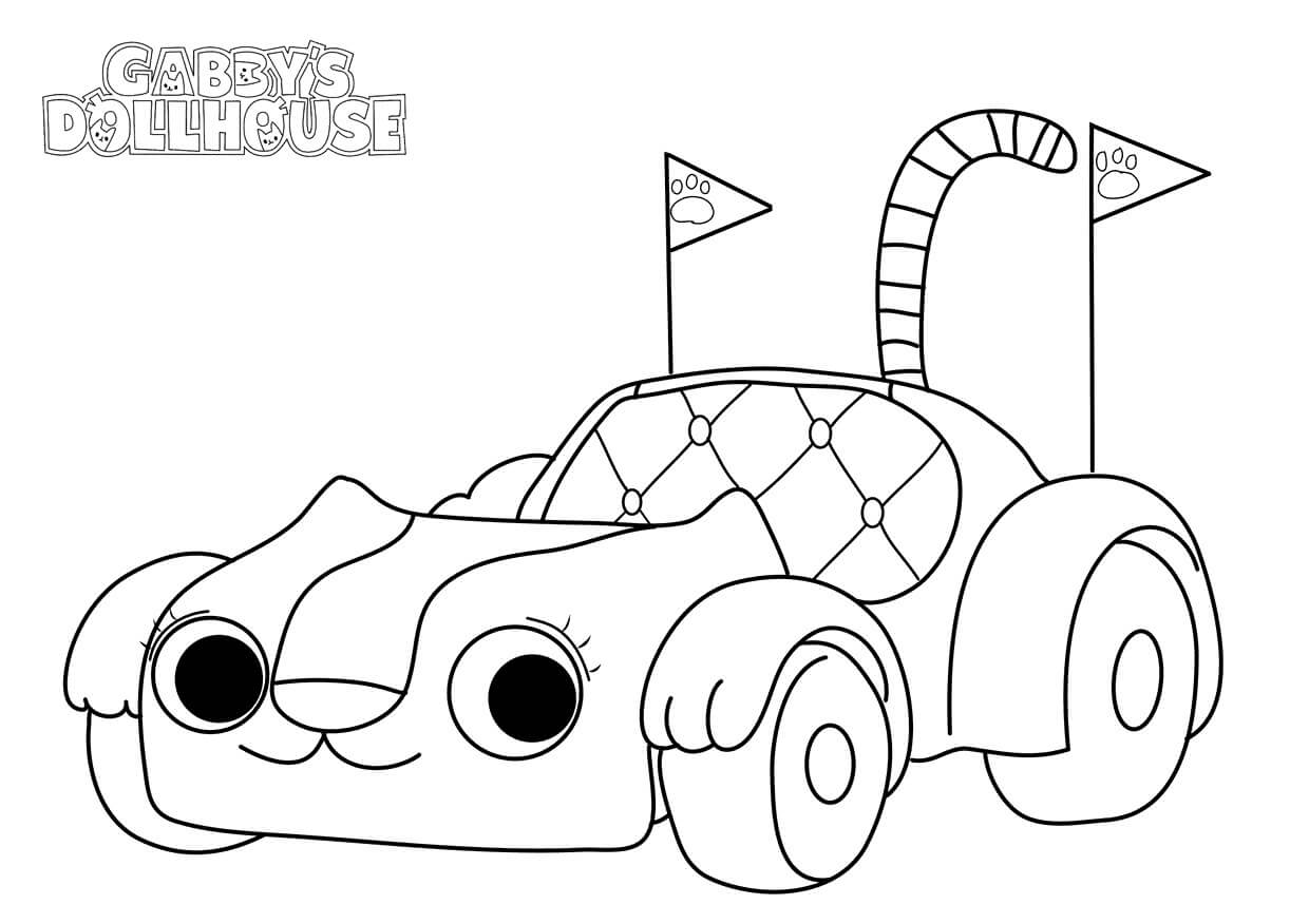 Coloriage Carlita Gabby Chat Voiture - Gabby chat à imprimer