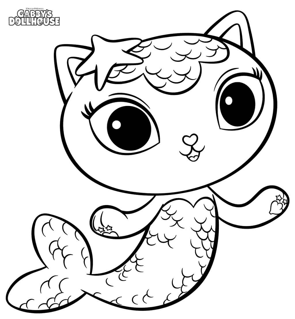 Coloriage Chat Sirène Mercat Gabby Chat - Gabby chat à imprimer