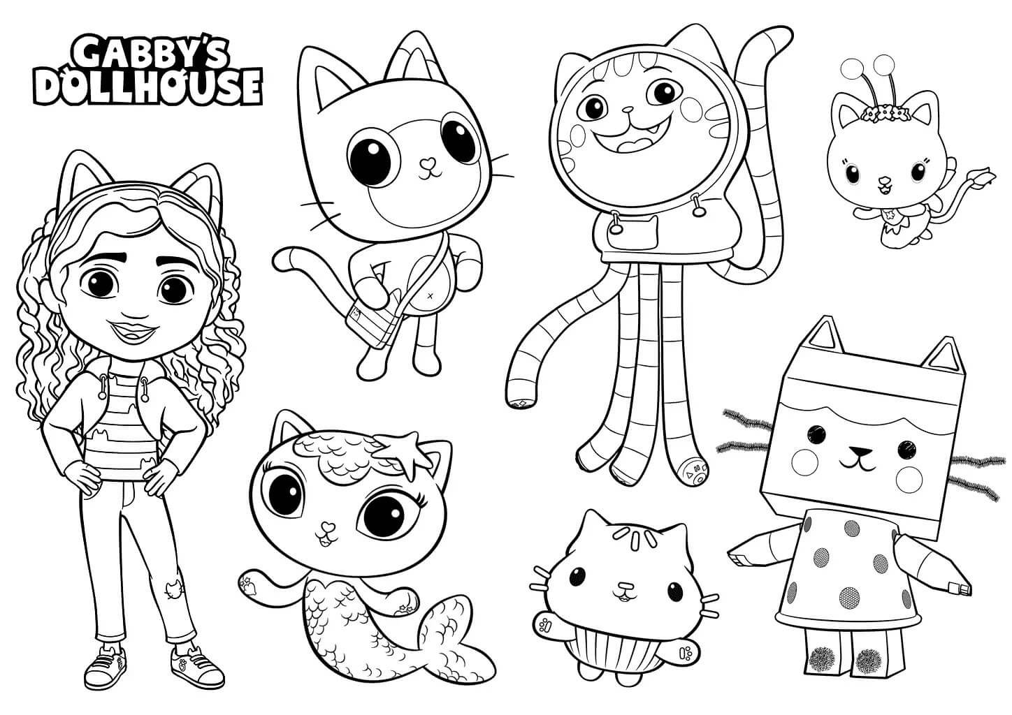 Coloriage Gabbys Dollhouse Gabby Chat Serie Animee Pour Enfants - Gabby chat à imprimer