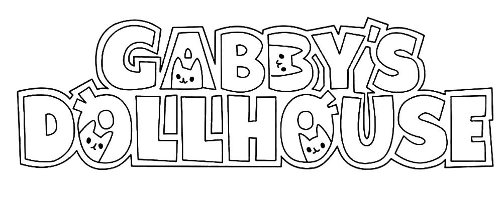 Coloriage Gabbys Dollhouse Logo Gabby Chat - Gabby chat à imprimer