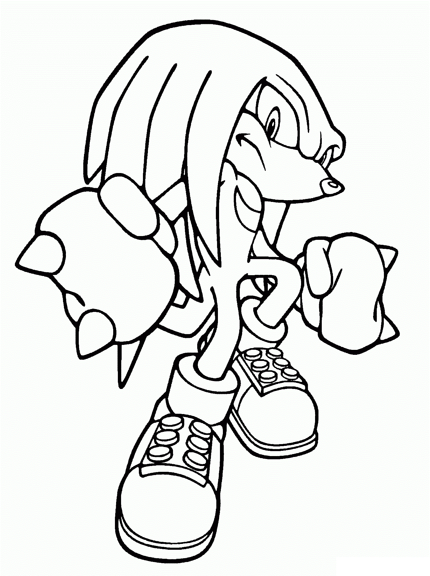 Coloriage Knuckles le Échidna - Sonic à imprimer