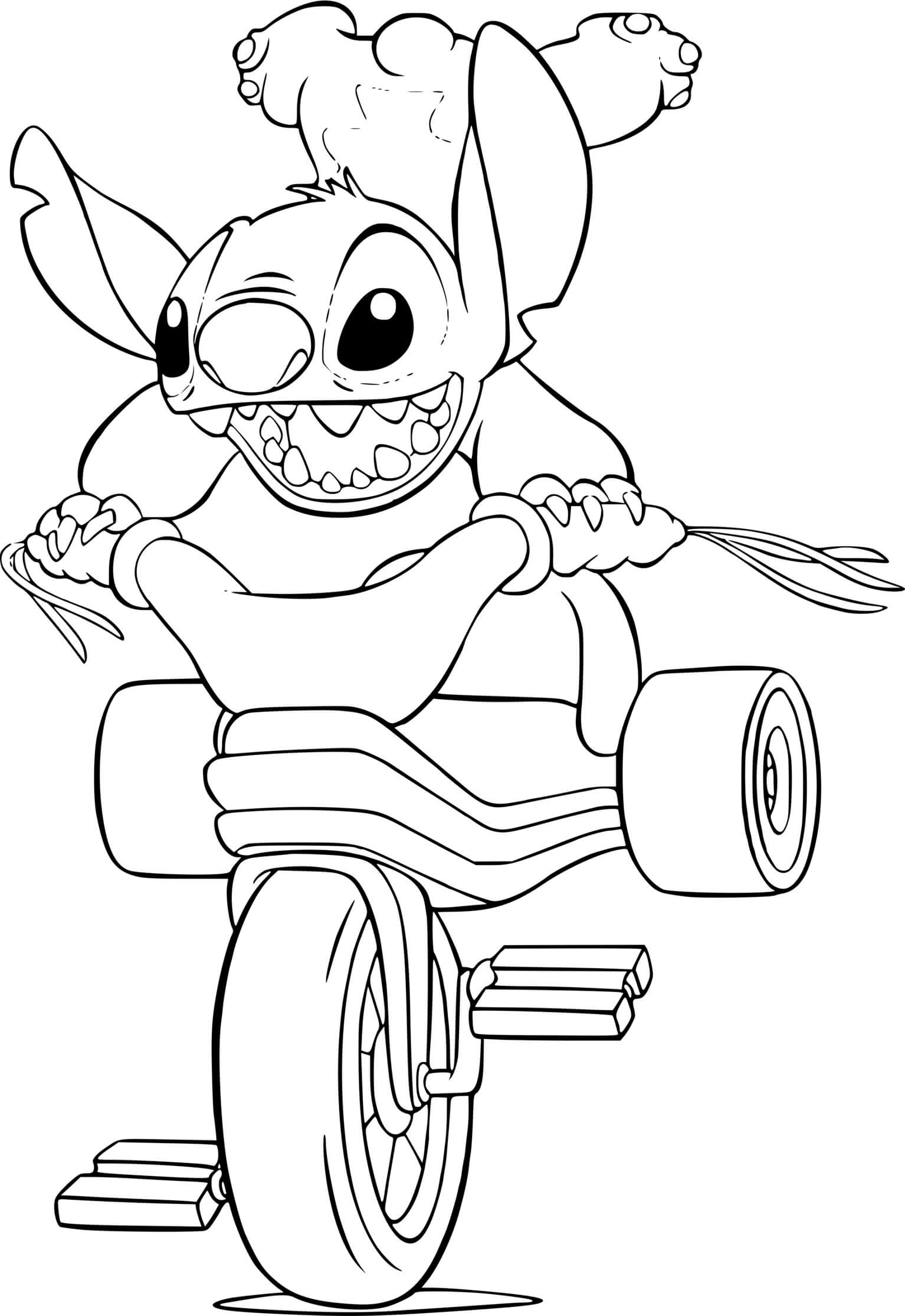 Coloriage Lilo And Stitch Course De Moto - Stitch à imprimer