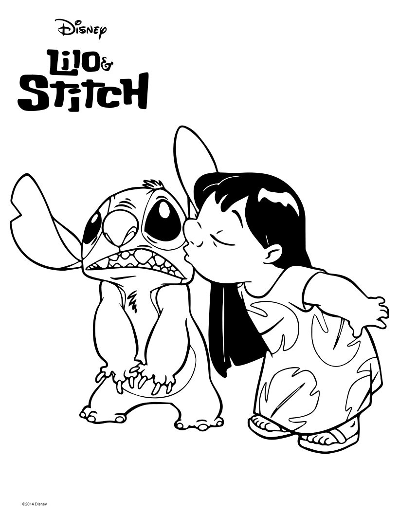 Coloriage Lilo Fait La Bise A Stitch - Stitch à imprimer