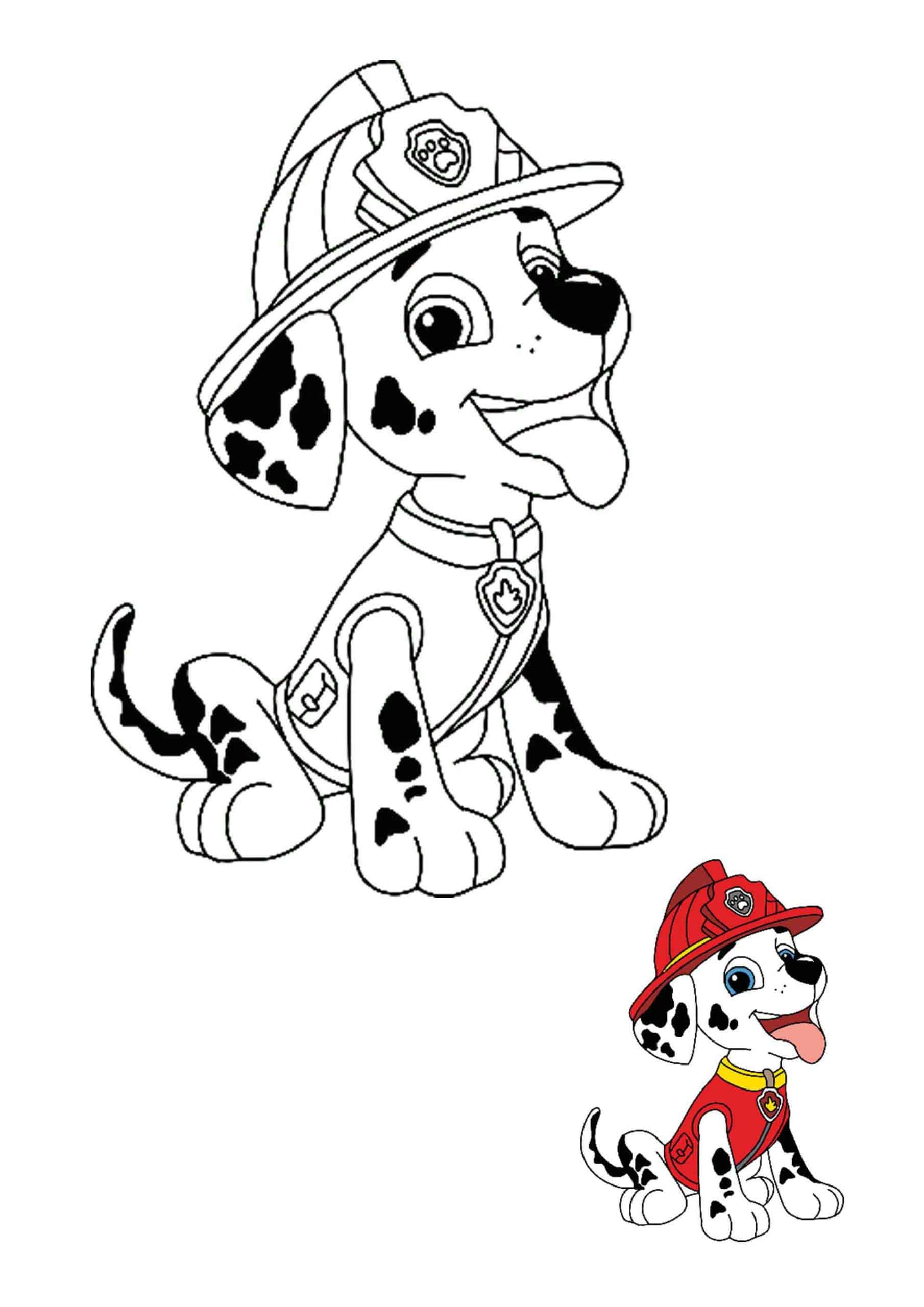 Coloriage Marcus Le Dalmatien Pompier - Pat patrouille à imprimer