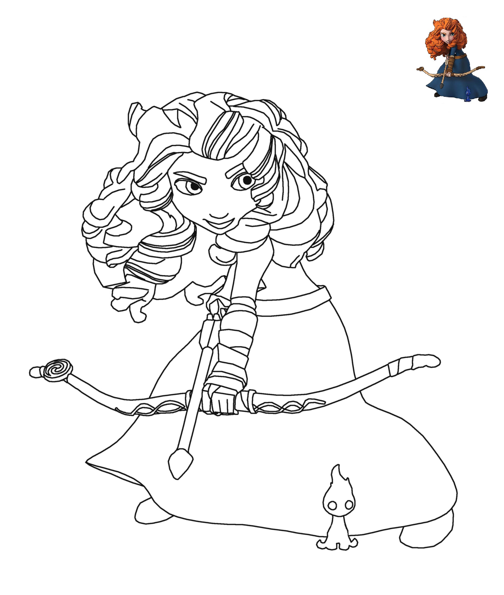 Coloriage Merida la princesse rebelle de disney - Disney à imprimer