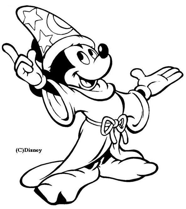 Coloriage Mickey est un magicien - Disney à imprimer