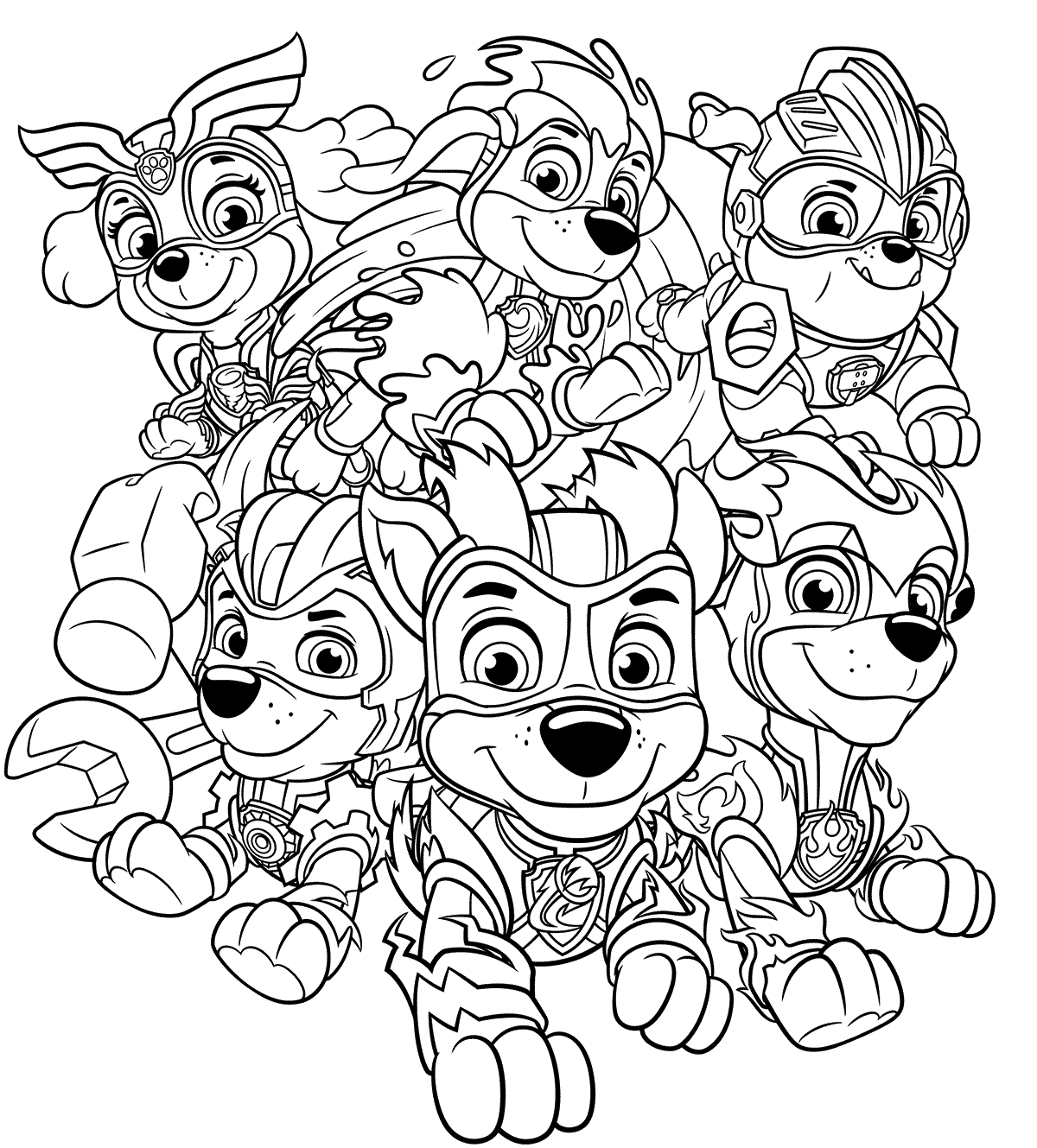 Coloriage Mighty Pups Charged Up - Pat patrouille à imprimer