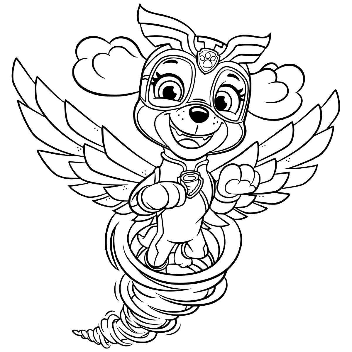 Coloriage Mighty Pups Skye In Tornado - Pat patrouille à imprimer