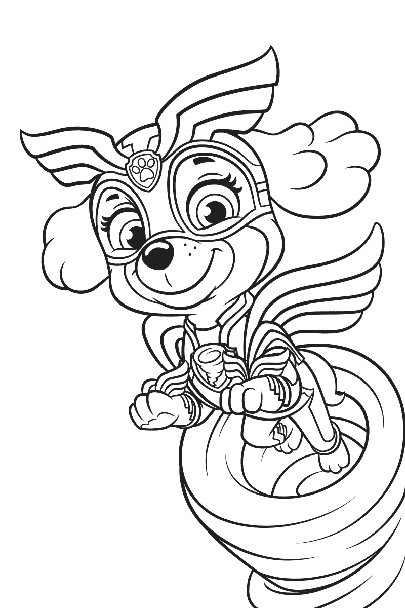 Coloriage Mighty Pups Skye - Pat patrouille à imprimer