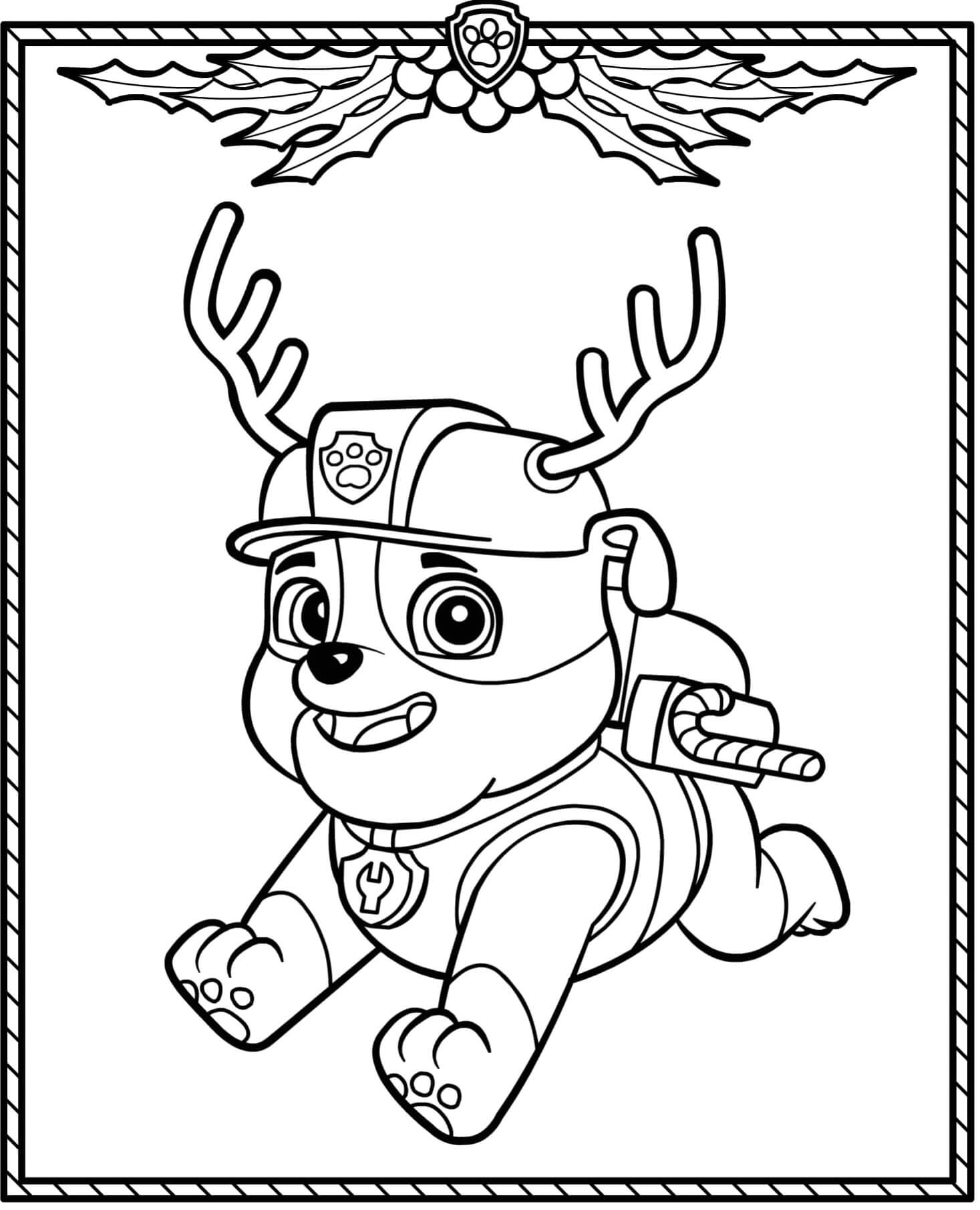 Coloriage Pat Patrouille Noël Ruben Chiot - Pat patrouille à imprimer