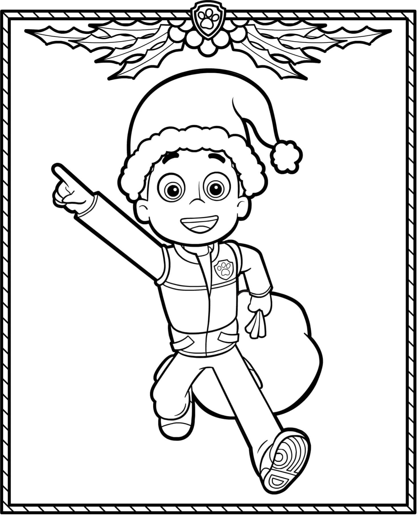 Coloriage Pat Patrouille Noël Ryder - Pat patrouille à imprimer