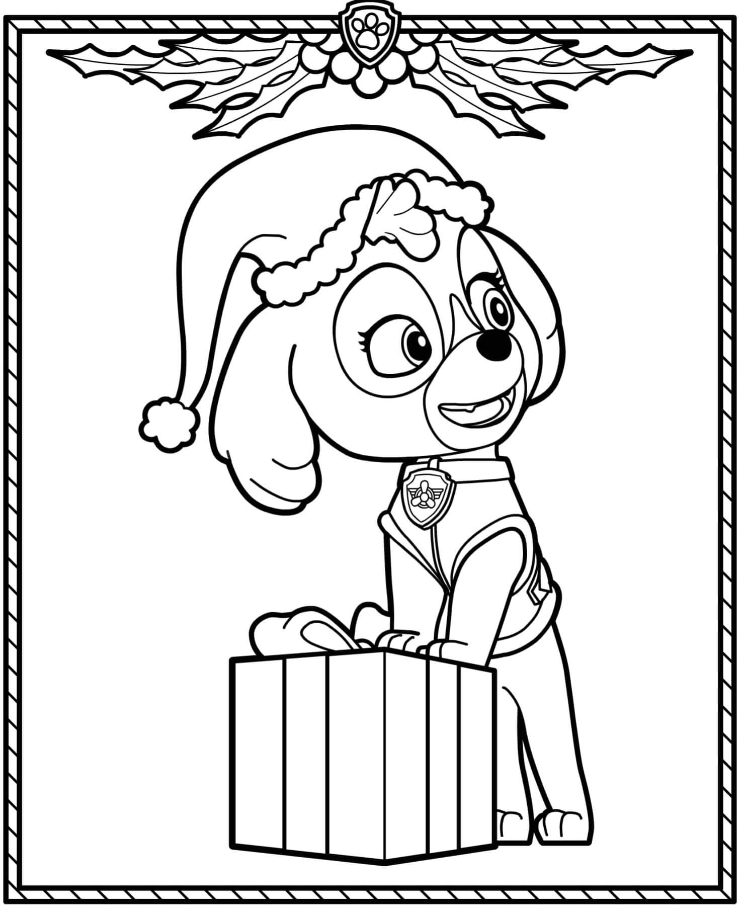 Coloriage Pat Patrouille Noël Stella Adorable Cocker - Pat patrouille à imprimer