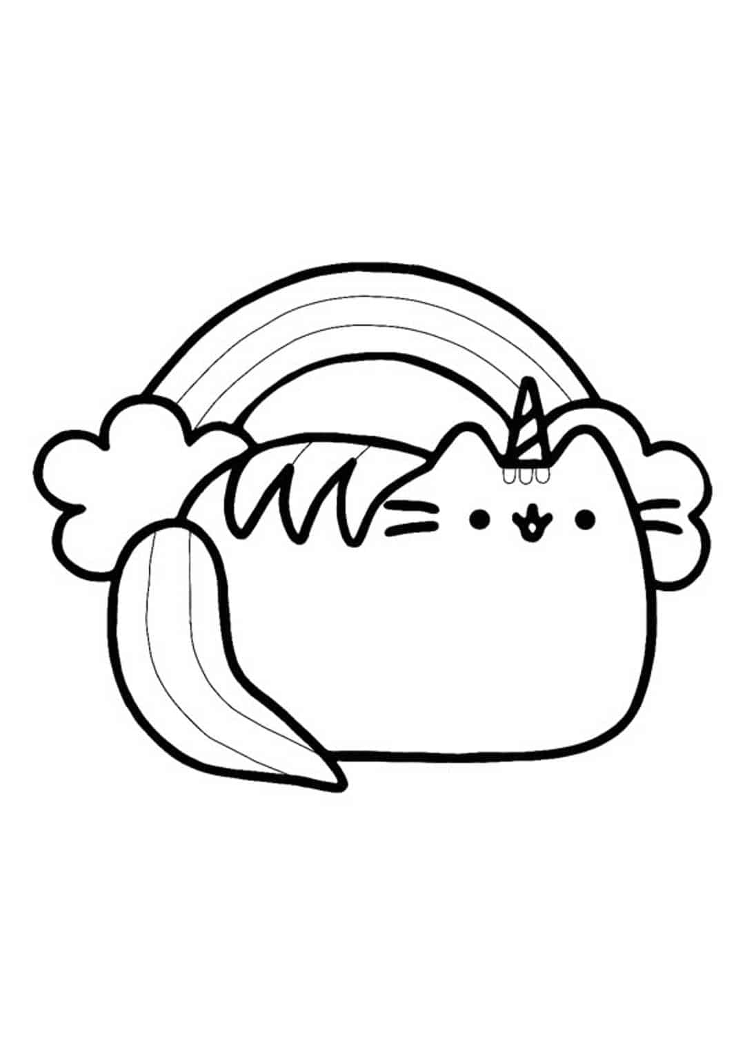 Coloriage Pusheen Licorne Arc En Ciel - Licorne à imprimer