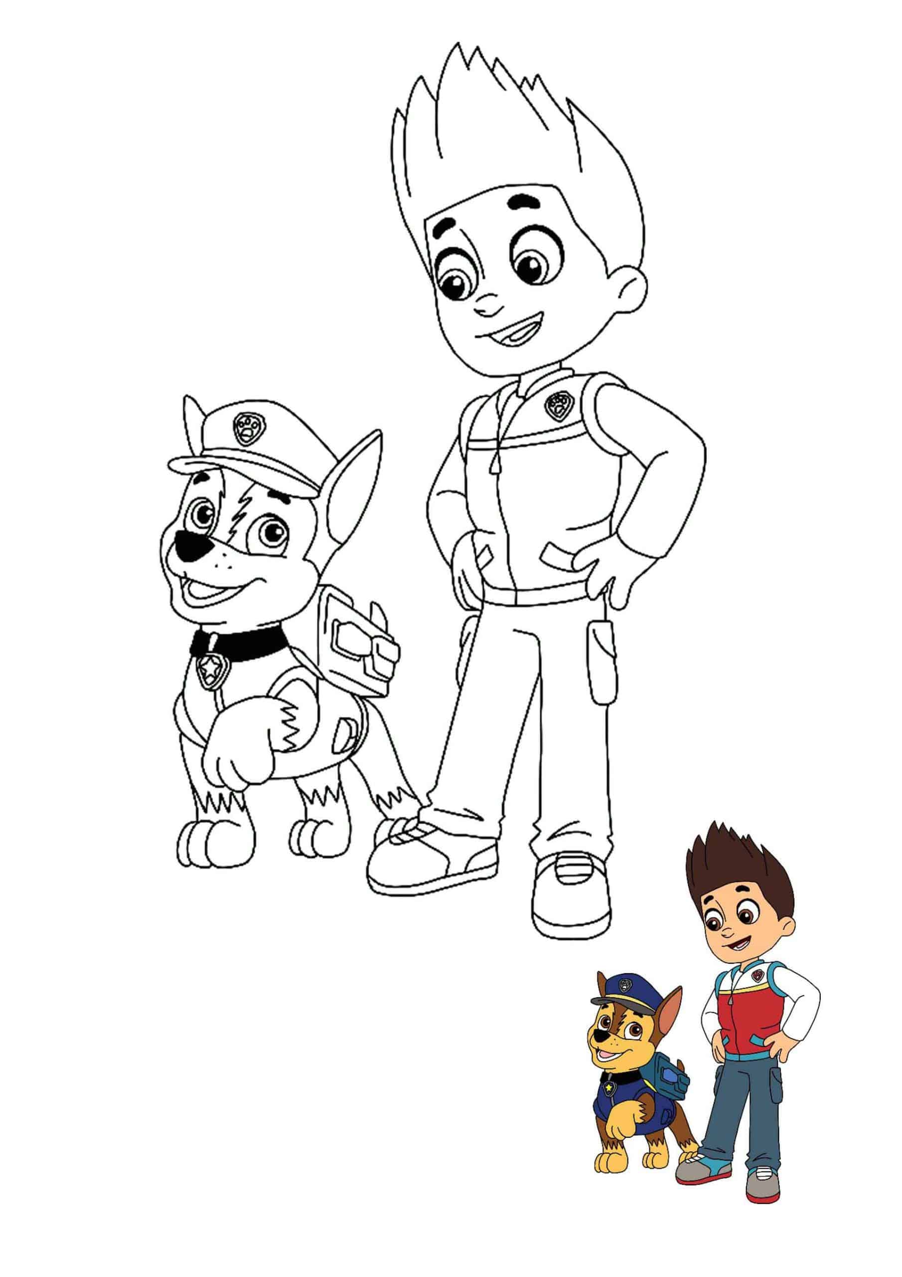 Coloriage Ryder et Chase en discussion - Pat patrouille à imprimer