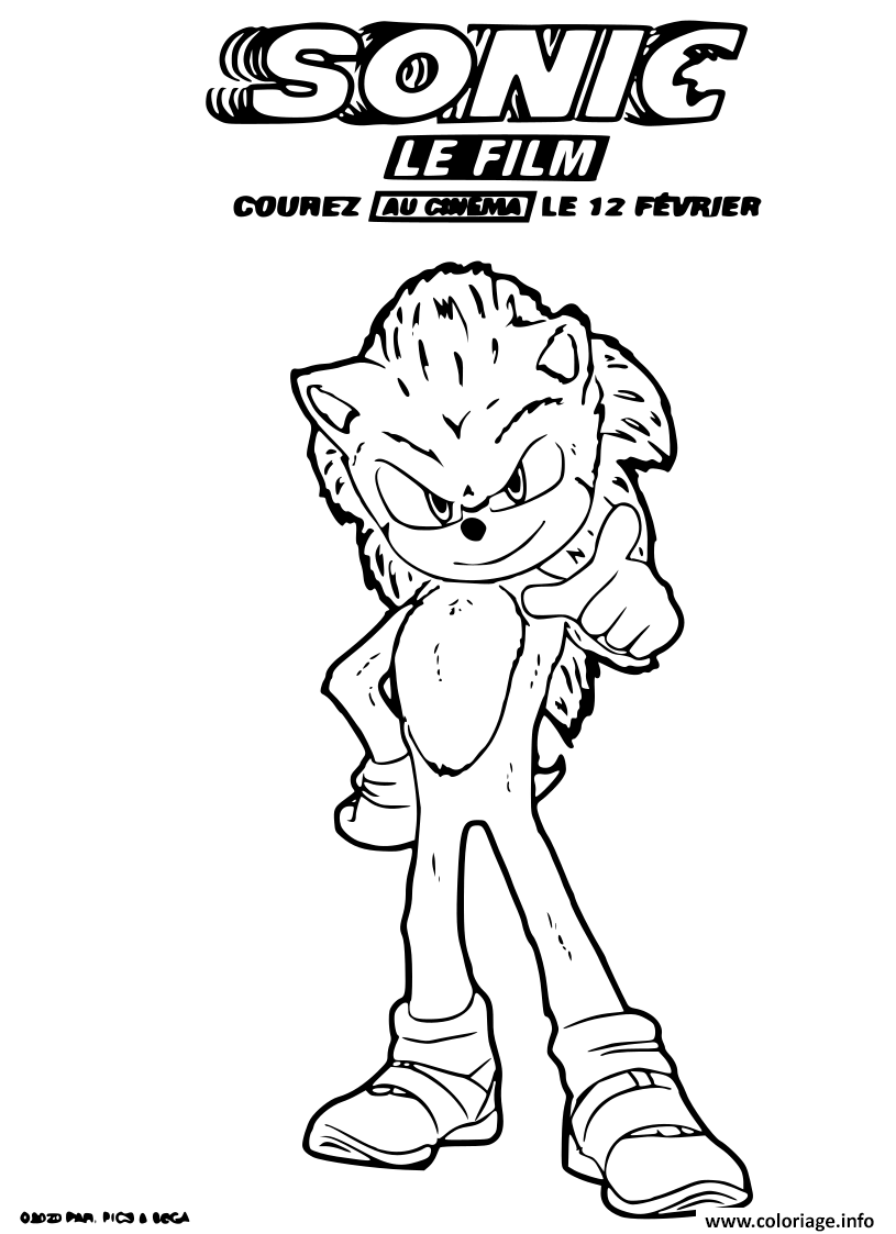 Coloriage Sonic Le Film Blockbuster Paramount - Sonic à imprimer