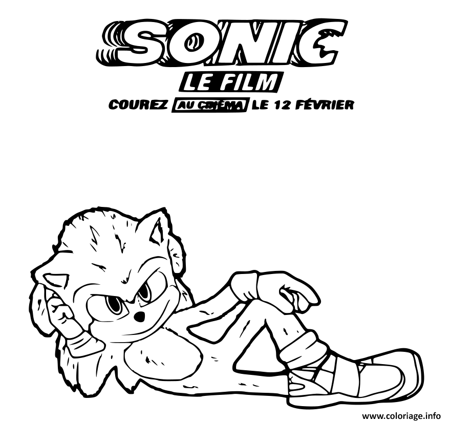 Coloriage Sonic le Hérisson Film Aventure - Sonic à imprimer