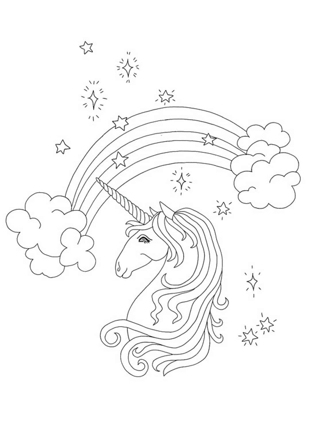 Coloriage Tête De Licorne Arc En Ciel - Licorne à imprimer