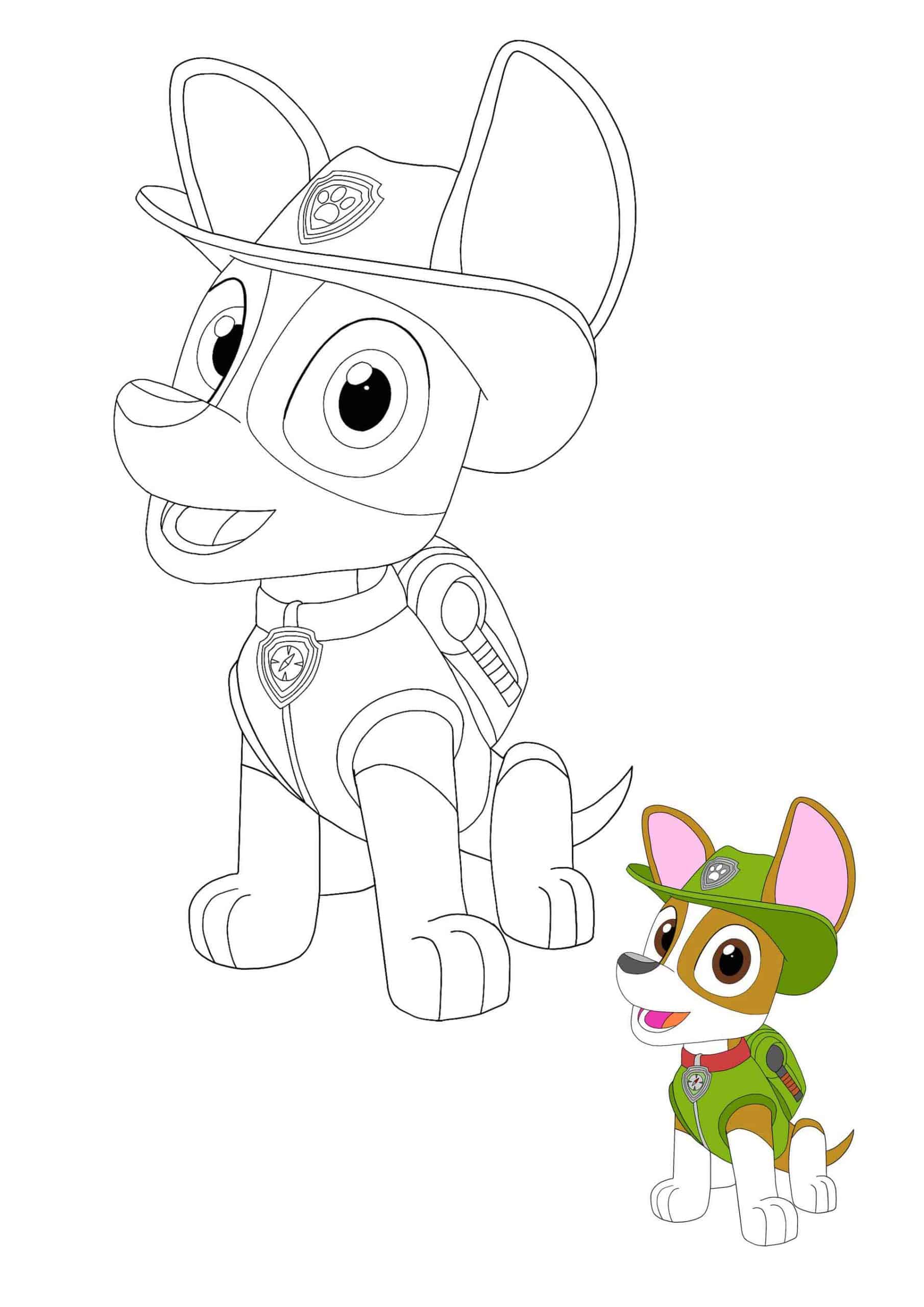 Coloriage Tracker Chihuahua Explorateur Avec Le Quad Ou Le 4x4 Jeep - Pat patrouille à imprimer