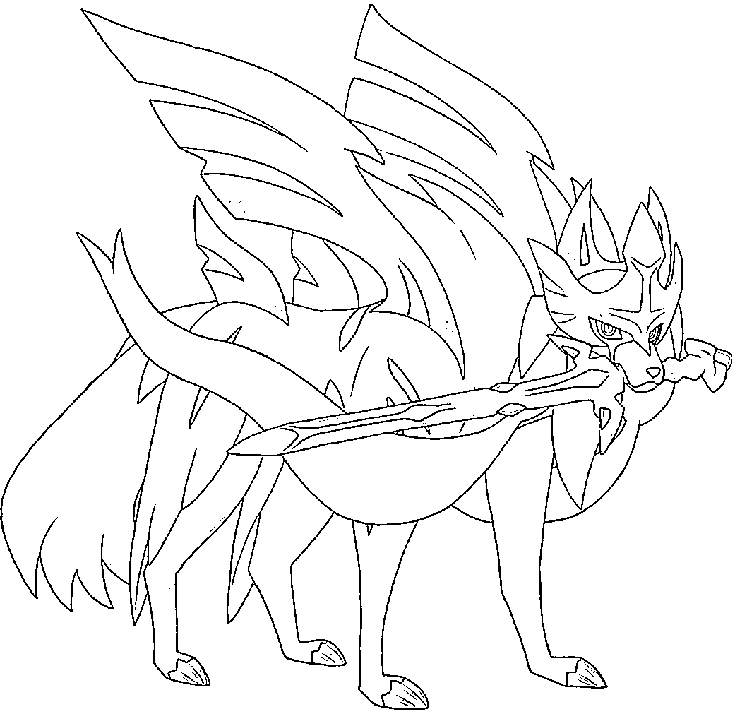 Coloriage Zacian Blade Shining Legendary Pokemon - Pokémon à imprimer