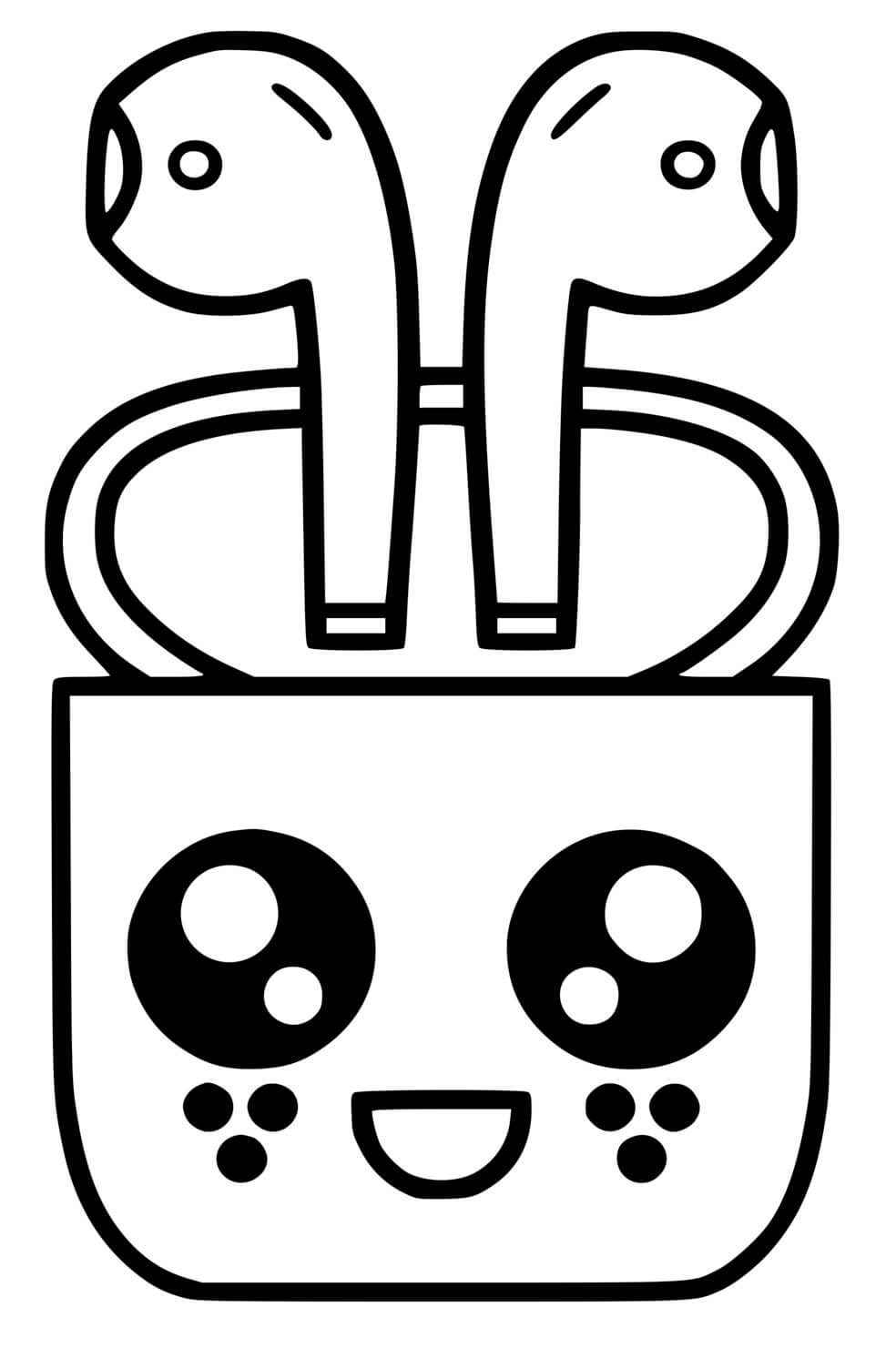 Coloriage Airpods Apple Kawaii - Kawaii à imprimer