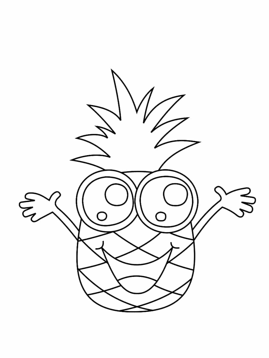 Coloriage Ananas Kawaii - Kawaii à imprimer