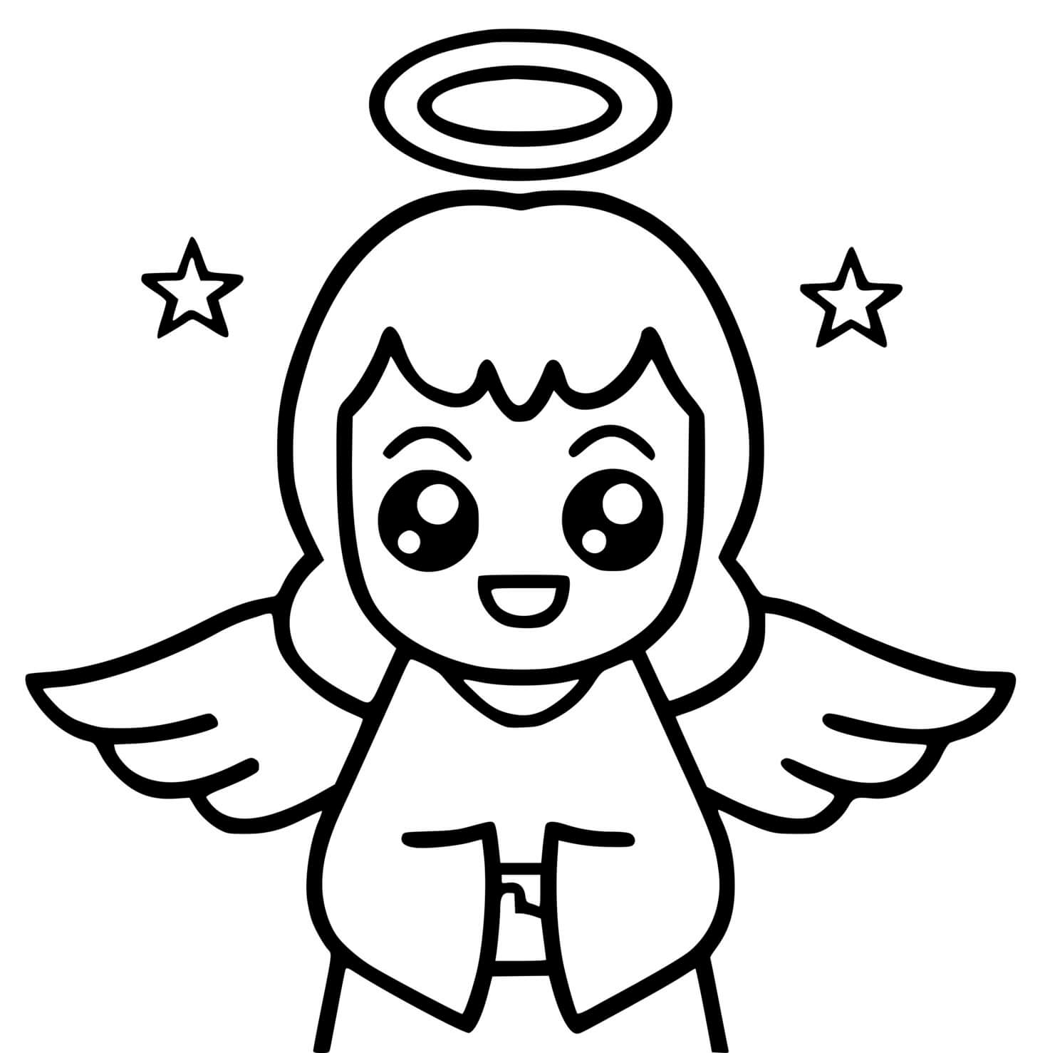 Coloriage Ange Kawaii - Kawaii à imprimer
