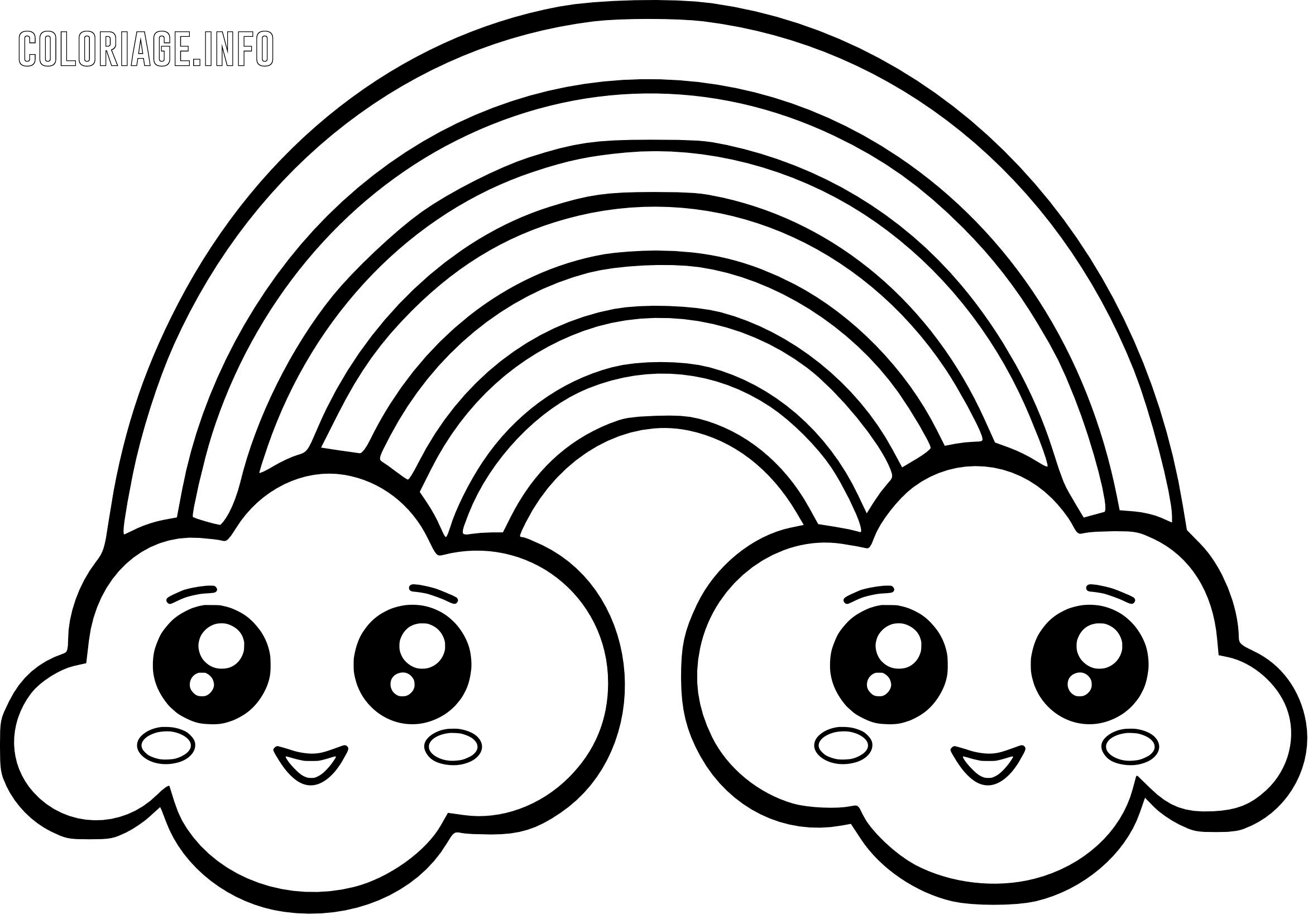 Coloriage Arc En Ciel Kawaii - Kawaii à imprimer