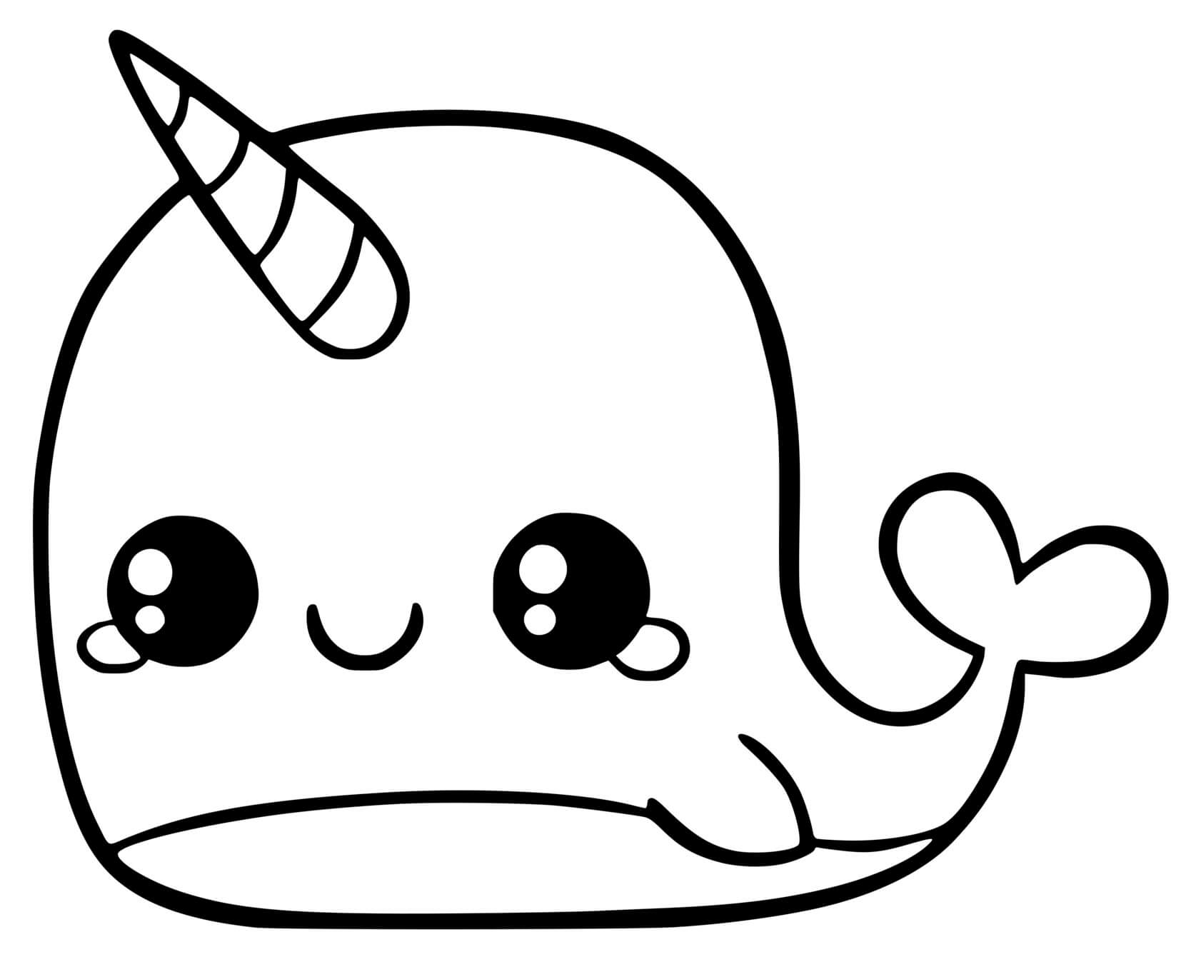 Coloriage Baleine Licorne Kawaii - Kawaii à imprimer